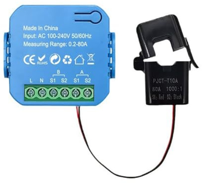 MCMILEE Contatore di Energia Intelligente Tuya WIFI Bidirezionale con Morsetto Trasformatore App Monitor Potenza 80A Supporto Allarme 1 Canale-1CT