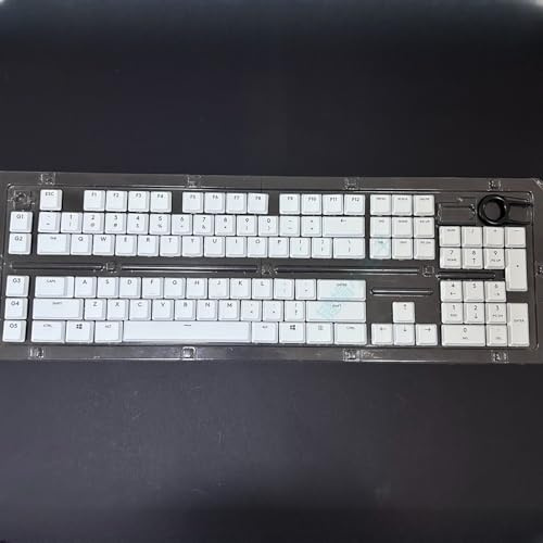 FRTEFSQ ABS tangentkåpor set kompatibelt med G813/G815/G913/G915 TKL, 109 knappar, genomskinlig, QWERTY USA-layout, mekanisk, RGB (vit)