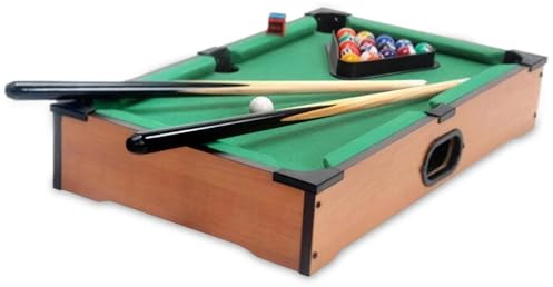 Xdyyjrasa Bordsskiva mini biljardbord för barn vuxna – liten pool med biljardbollar köer och triangelställ bärbar, 25 x 30 x 6,8 cm