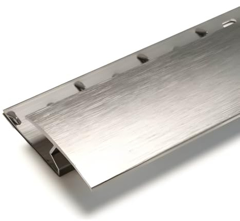 Interfloor Premier Zig Zag Carpet to Hard Floor Threshold, Brushed Aluminium, 50mm Width, 7.8mm Height, Screw Down Fitting (Brushed Steel Nickel)