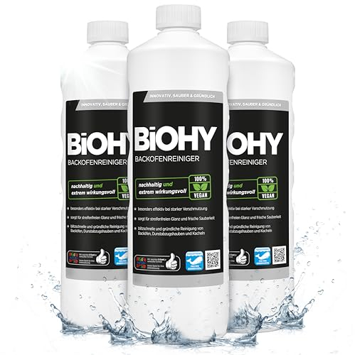 BiOHY Backofenreiniger Hochkonzentrat (3 x 1 Liter) | Bio Reiniger & Fettlöser | EXTRA STARK | löst hartnäckige Verkrustungen & Fett| für Backöfen & Mikrowellen | effektive Ofenreinigung