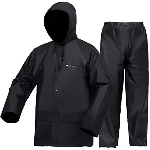 Work Wear Jacket and Trousers Set for Men/Women, Ultra-Lite Waterproof Raincoat Windproof Hooded Rainsuit Rain Gear