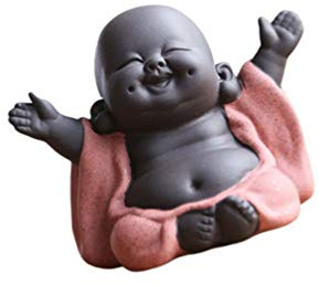 HEALLILY Buddha Statue Dekoration Buddha Lachen Buddha Statue Wohnkultur Lächeln Buda Skulptur Kleines Kleines Baby Mönch Figur Ornamente Geschenk Orange