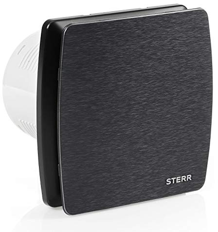STERR Badezimmerlüfter LFS100-QBT 100 mm mit Timer und Rückschlagklappe Schwarz - Leiser Badlüfter