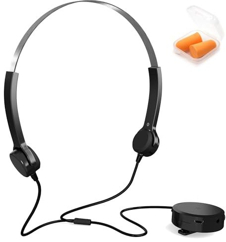 Casque Conduction Osseuse à Oreilles Libres - Ecouteurs Filaire comme Aide Auditive - 10h d'Autonomie - Branchement Portable, Ordinateur ou MP3 Possible - Idéal Personnes âgées ou Malentendantes
