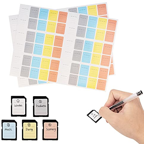 (120 Pièces) JJC Étiquettes Autocollantes Adhésives Amovibles Polyvalentes Cartes Marqueur Etiquette Papier pour SD XQD CFexpress de type B, Dossiers de Bureau, Boîtes de Rangement de Cuisine