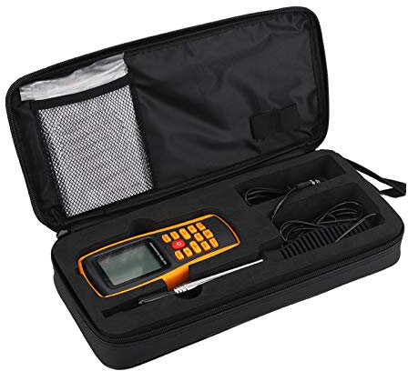 Compteur de vitesse du vent GM8903, testeur de vitesse d'anémomètre de jauge de température d'affichage à cristaux liquides de vitesse de vent de fil chaud numérique portatif