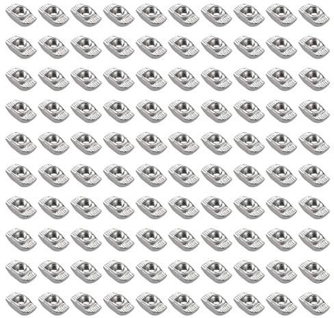 VIVIIHOO Dadi con scanalatura a T, 100 Dadi con Testa a Martello, 8 Dadi con scanalatura a T M6 Web 1,5 mm, in Acciaio zincato, Profilo in Alluminio Standard Serie 30