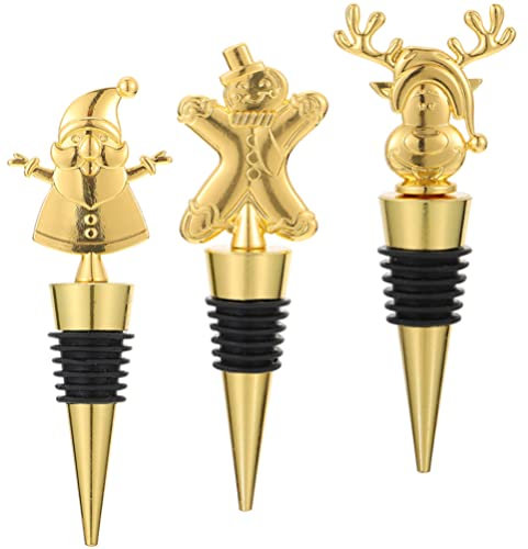 OUNONA 3 StüCk Weihnachtsweinstopper Flaschenverschluss Party Flaschenstopper Weinflaschenverschluss Versiegelt Weinflaschen Frischhalteverschluss FüR Rotwein Weinflaschenverschluss Weihnachten