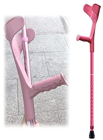 Faltbare Unterarmgehstützen, Rosa Krücke für Frauen, Armgehstützen für Erwachsene (1 Stück, Offene Manschette), Verstellbar Höhe