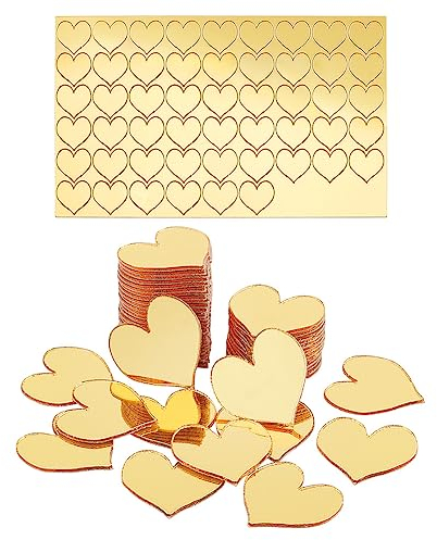 PH PandHall 100pz Mini Piastrelle a Specchio Dorati Specchio Adesivo a Forma di Cuore, 19.5mm Adesivi a Specchio Artigianali in Acrilico Piccoli Cerchi a Specchio per Fai Da Te