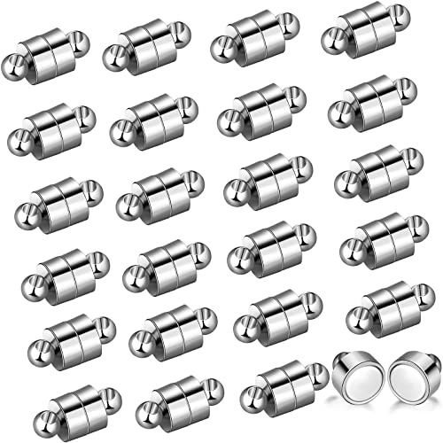 24 Paar magnetische Halsketten-Armbandverschlüsse, Magnetkonverter, Schmuckverschlüsse, Verlängerungen, Verschlussverschlüsse für die Herstellung von Armbändern und Halsketten (Silber)