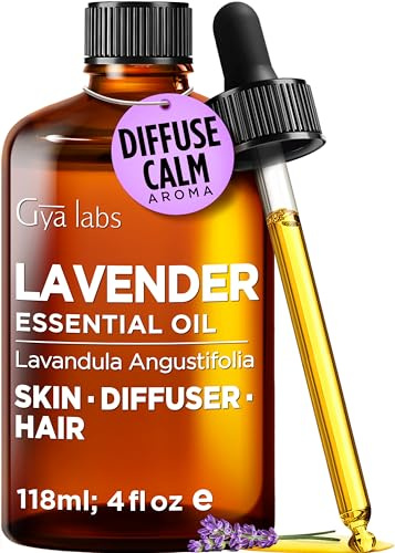 Gya Labs Lavender Essential Oil for Diffuser - 118ml - 100% Pure Natural Lavender Oil for Skin, Hair, Massage, Aromatherapy & Candle Making Scent