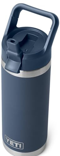 YETI Rambler C Straw Bottle, Stainless Steel Vacuum Insulated Bottle with Leakproof Straw Cap, Navy, 18 oz (532 ml)