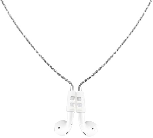 LHOEST Magnetisch Strap für Airpods Band Halteband für in Ear Kopfhörer | Mit Box Magnetkabel für Airpods Halterung Joggen Aufsätze Anti Verlust Kette Edelstahl Silber für AirPods Pro 1/2/3 Zubehör