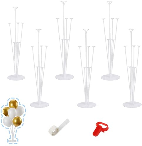 6 Sets Balloon Pole Stand Base Support Holder, 70cm Height Reusable Clear Table Balloon Stand Kit Set, Birthday Party, Graduation, Wedding Festival Balloons Decorations