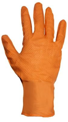 Blinker - Guantes de Nitrilo High Grip - Protección Química - Resistencia Mecánica - Textura Piramidal - Gran Agarre - Sin Látex, Sin Polvo - Ambidiestros - Color Naranja - 100 Unidades - Talla L 8,5