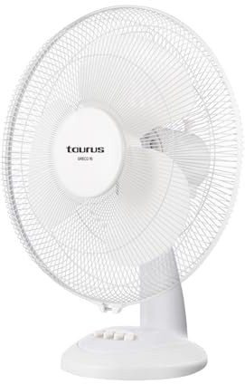Taurus - Desk Fan Greco 16 | 45W | Sistema de oscilación | Inclinación regulable manual | 3 aspas de 45cm | 3 velocidades | Asa de transporte | Rejilla extraíble