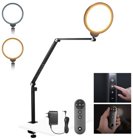 NEEWER Basics Kit d'Lampe Panneau LED Photo de 7 Bureau Téléphone Portable, 10W 3000K-6500K, Anneau Lumineux Video à Intensité Variable avec Support pour Vidéoconférence Selfie Vlog Maquillage, R18