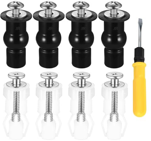 Tenbrachian 8pcsTornillos para Asiento de Inodoro, Kit de Fijación Tapa WC Universal, Fijaciones para Asiento de Retrete, Tornillos Universales para Tapadera WC, Tornillos de Expansion para Tapas