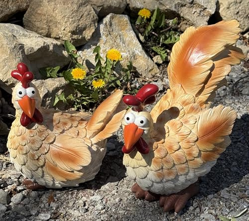 Bambelaa! Figure da giardino divertenti, decorazione per galline, da giardino, per esterni, grandi, resistenti alle intemperie, in poliresina, decorazione da giardino, pollo, animali, primavera