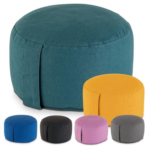 Amago home Yogakissen Meditationskissen Augenkissen Sitzkissen rund ø31xH20cm Bezug waschbar Farbe türkis - Jungle