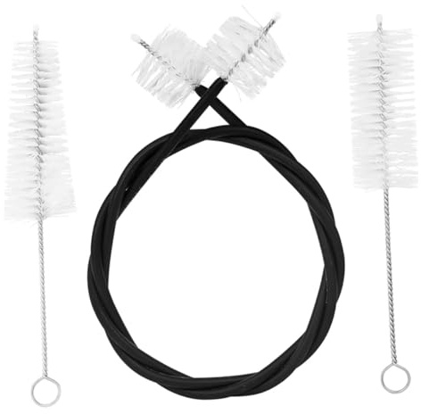 3 Stück Trompetenreinigungsset und Seilbürste mit Ventilbürste | Komfortabler Griff, Ergonomische Form, Metall und Borsten, für Trompete und Instrument, Schwarzes