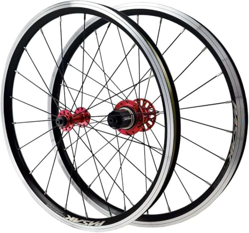 ksxnkhk 20-Zoll-BMX-Räder, Faltrad-Radsatz, QR-V-Bremse, 74/130-mm-Naben für 8-, 9-, 10-, 11- und 12-Gang-Kassette, Aluminiumlegierung, doppellagige Felgen (Farbe: Rot, Größe: 406)
