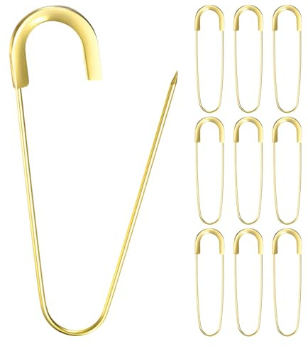 M METERXITY 10 Unidades De Alfiler De Seguridad Grande, 3.15 Pulgadas (80mm) Alfiler De Prenda De Aleación De Zinc para Coser Ropa/Vestuario/Faldas/Prendas [Tono Dorado]