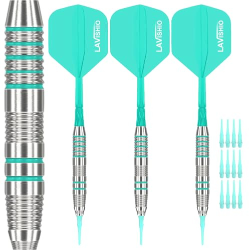 Lavishio Dartpfeile mit Kunststoffspitze für Elektronische Dartscheibe 3 Stück Soft Darts Pfeile Set,21g Professional Brass Softip Darts Set with Flights, Shafts (Blue)