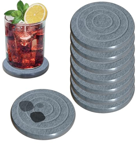 STFALI 8 posavasos de cristal, posavasos de cristal, 10 cm de diámetro, material de tierra de diatomeas, absorbe la humedad rápidamente, construcción robusta, resiste golpes, 1 cm de grosor