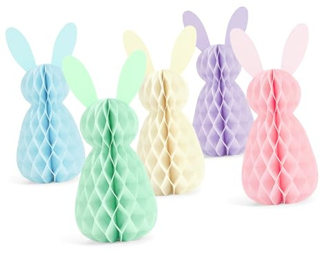 Gissroys 5 piezas de decoración de papel plegables con forma de liebre de Pascua para mesa, pared, techo, árbol, decoración de festividades