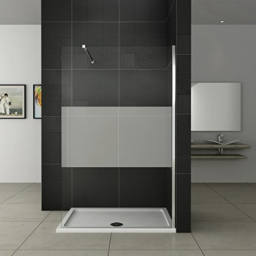 Paroi de douche 140x200 paroi de douche bande central dépoli walk in paroi de fixation Italien avec barre de fixation 1400mm