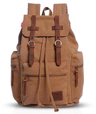 FANDARE Retrò 15.6 Pollici Zaino Per Laptop Laptop Outdoor Viaggi Lavoro Studente Escursionismo Borse Scuola Daypack Tela, Khaki B, M, Zaino per il tempo libero