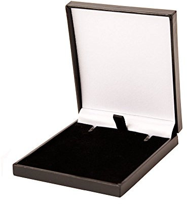 Slim Leatherette Jewellery Gift Box: Satin-lined for Necklace/Pendant (Economical to post) (Black)