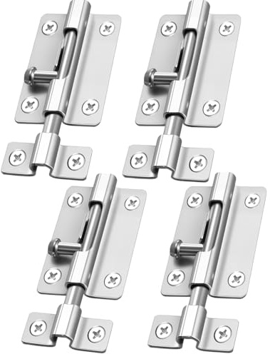 Door Security Slide Latch Lock, 3 inch Barrel Bolt with Solid Heavy Duty Steel to Keep You Safe and Private, Brushed Nickle Finish Door Latch Sliding Lock with Screws (4 Pack-Silver)