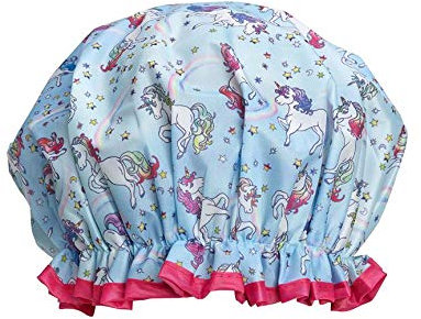 Bodylife Shower Cap Reusable Bath Cap Dual layered Waterproof Unicorn 27cm
