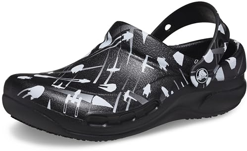 Crocs Work Bistro Graphic Clog Black/Lightning Bolts Men's 10, Women's 12 Medium