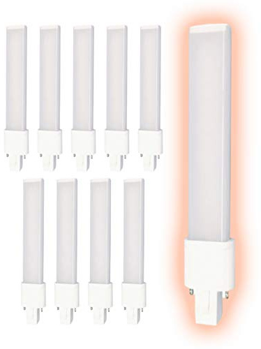 GoodBulb 7 Watt Replacement Horizontal LED Plug-in Light Bulbs | Commercial 4.5 Watt Hybrid 2 Pin G23 Base 5000K Daylight | High Output 450 Lumens | 180° Beam LED PL Light Bulbs | 10 Pack