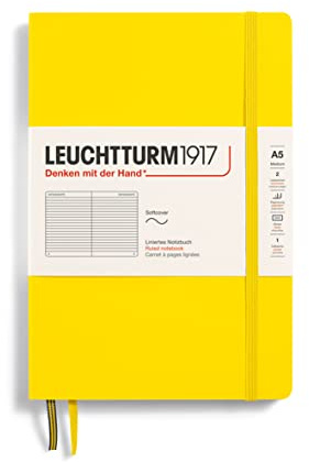 LEUCHTTURM1917 362836 Notizbuch Medium (A5), Softcover, 123 nummerierte Seiten, Zitrone, Liniert