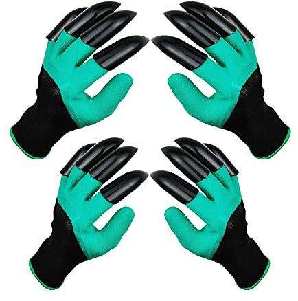 DCCPAA Garden Gloves with Claws -2 Pairs（ Two Hands with Claws ）for Digging, Planting, Weeding, Seeding - Waterproof, Best Gardening Gifts for Men and Women (Green)