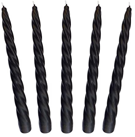 Edle Spiralkerzen Vintage No. 1 in Schwarz Matt - 5 Stück Twisted Candles I gedrehte Spiral Kerzen Stabkerzen Spitzkerzen - 23 x 2,2 cm - Trendkerzen
