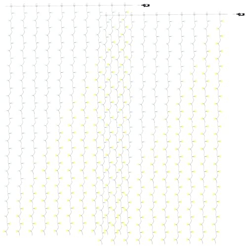 Luminea Home Control Lichtervorhang innen: 2er WLAN-LED-Lichtervorhang, 300 CCT-LEDs, dimmbar, App, IP44, 3x3 m (außen, kaltweiß, Stimmungslicht)