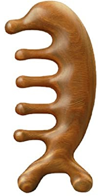 SAEEYCUE Authentic Green Sandalwood Comb Gua Sha Scraping Scalp Massager Head Head, Neck, Hands and Legs (B)