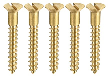 sourcing map 50 Stück Holzschrauben M3,5 x 25mm Flachkopf Blechschraube aus Messing mit Schlitz