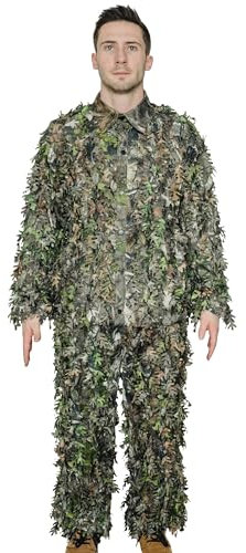 QuikCamo 3D-Blattanzug für Herren, Truthahn, Jagd, Camo, Ghillie-Anzug, Airsoft Gilly Anzug, Paintball Gilley Suite, Vogelbeobachtung, Blattanzug (NTWF Mossy Oak Obsession, 2XL/3XL)