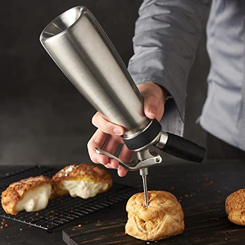 CURTA Professional Whipped Cream Dispenser, Food Grade Stainless Steel Cream Whipper Set with 4 Injector Tips, 3 Decorating Tips and 500ml / 1 Pint Canister, N2O Chargers Not Included …