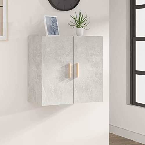 Homgoday Wandschrank, Grau, Beton, 60 x 30 x 60 cm, mehrschichtiges Holz, platzsparend, Outdoor-Möbel für Balkon, Wohnzimmer, Büro, Schlafzimmer, Badezimmer