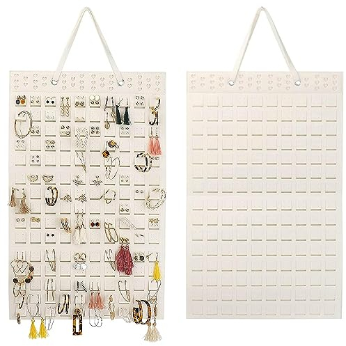 Ritte Hängende Schmuck Organizer Faltbarer Schmuckständer Schmuck-Organizer zum Aufhängen Ohrring Hängende Aufbewahrung für Frauen und Mädchen, Hält bis zu 300 Paar (Weiß)