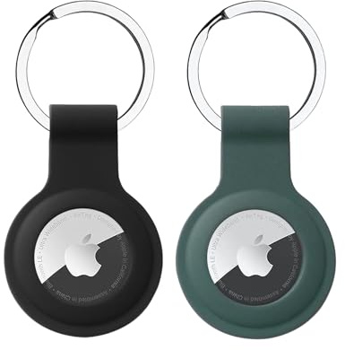 2 Stück Schlüsselanhänger für Apple AirTag Anhänger, Airtags Hülle Silikon Case Cover Schutzhülle für Air Tag mit Key Ring